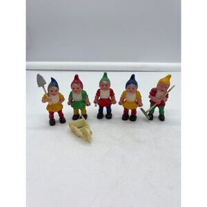 Vintage Lot of 5 Hard Plastic Dime Store Toy Elves Gnomes